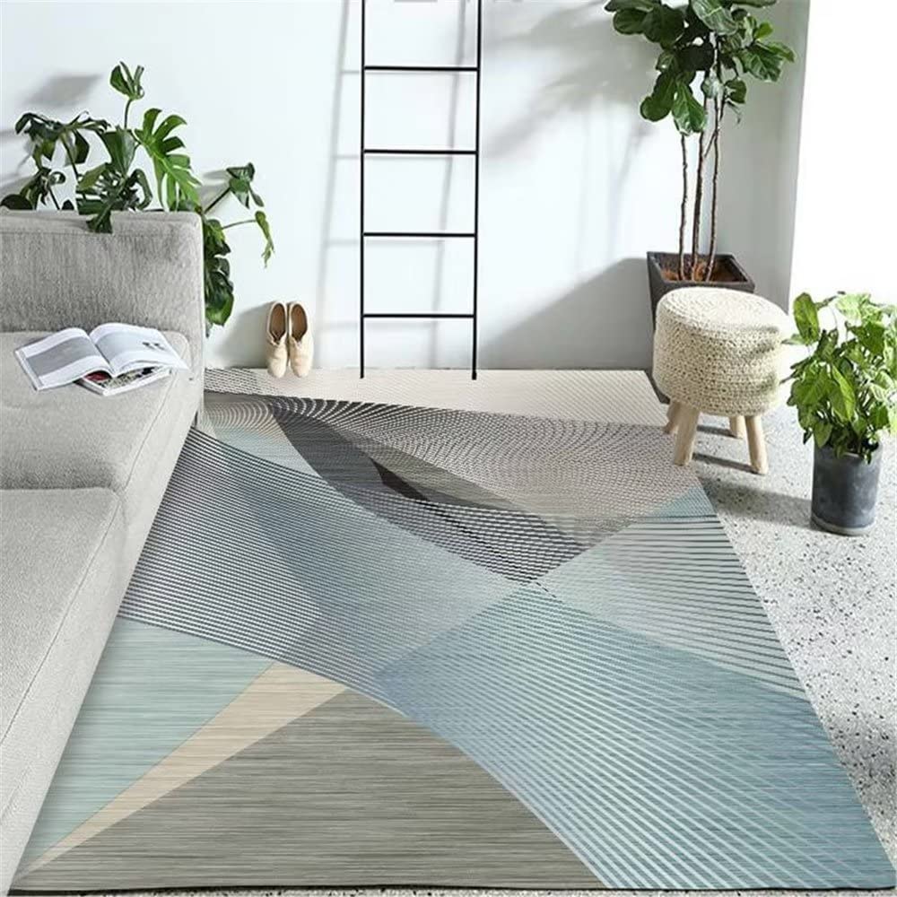 Tapis de chambre bébé garçon bleu abstrait et doux pour le séjour