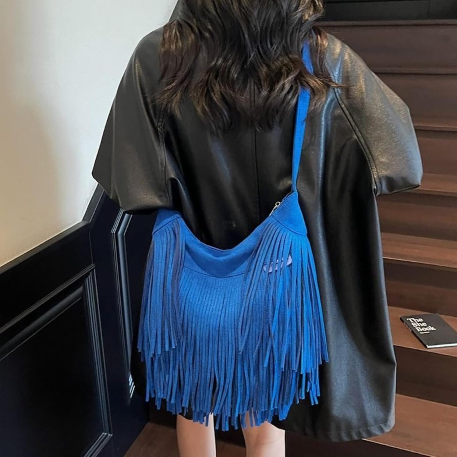 Women Vintage Suede Fringe Hobo Bag Tote Shoulder Bag Crossbody Bag and Hippie Western Cowgirl Purse Shoulder Bag - Image 3