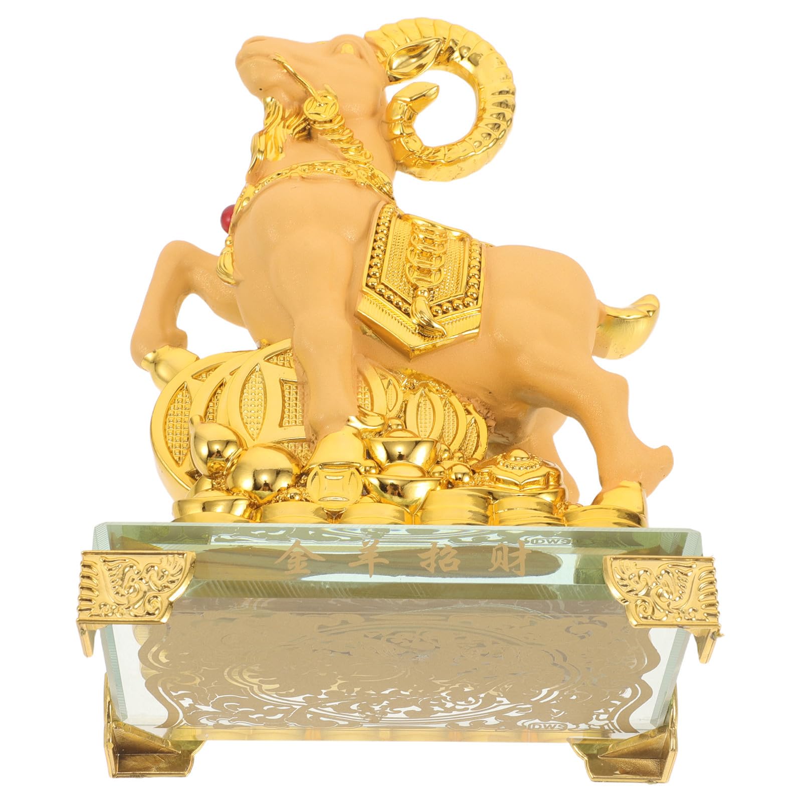 iplusmile Statuina Capra Dorata da Collezione con Monete Fortuna