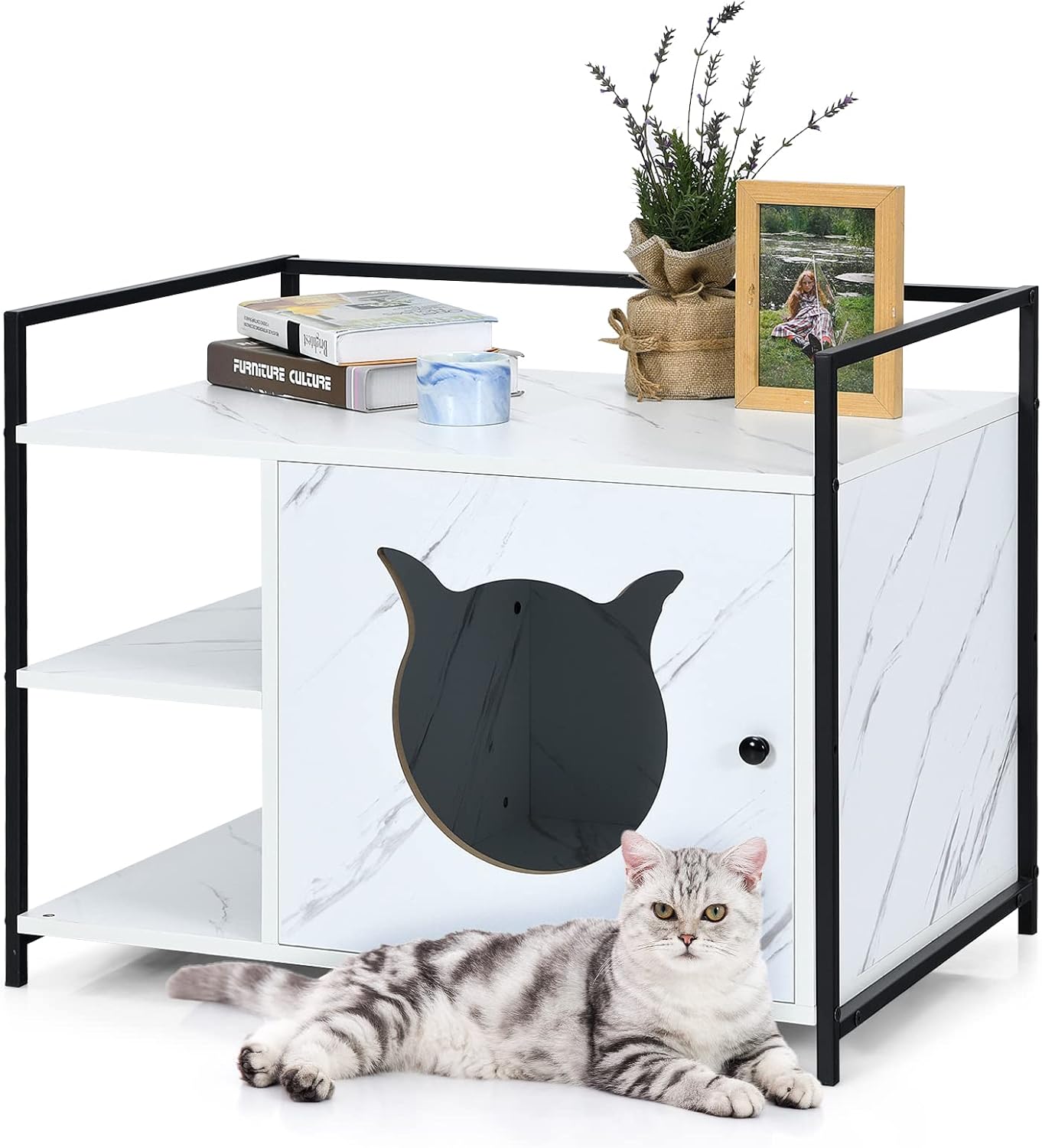 PETSITE Cat Litter Box Enclosure, Hidden Kitty Washroom