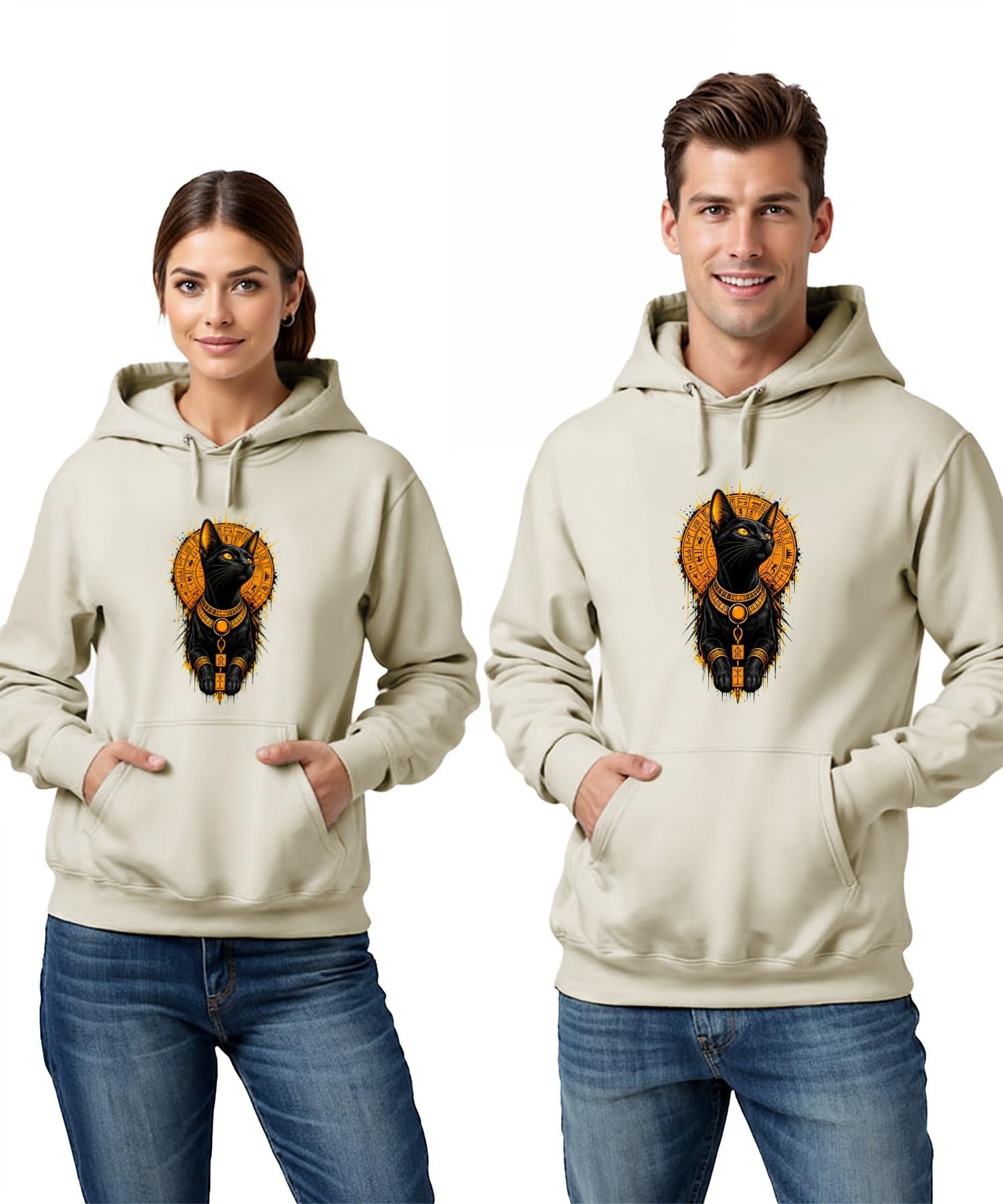Bastet Egipski kot Japonia Y2K bluza z kapturem