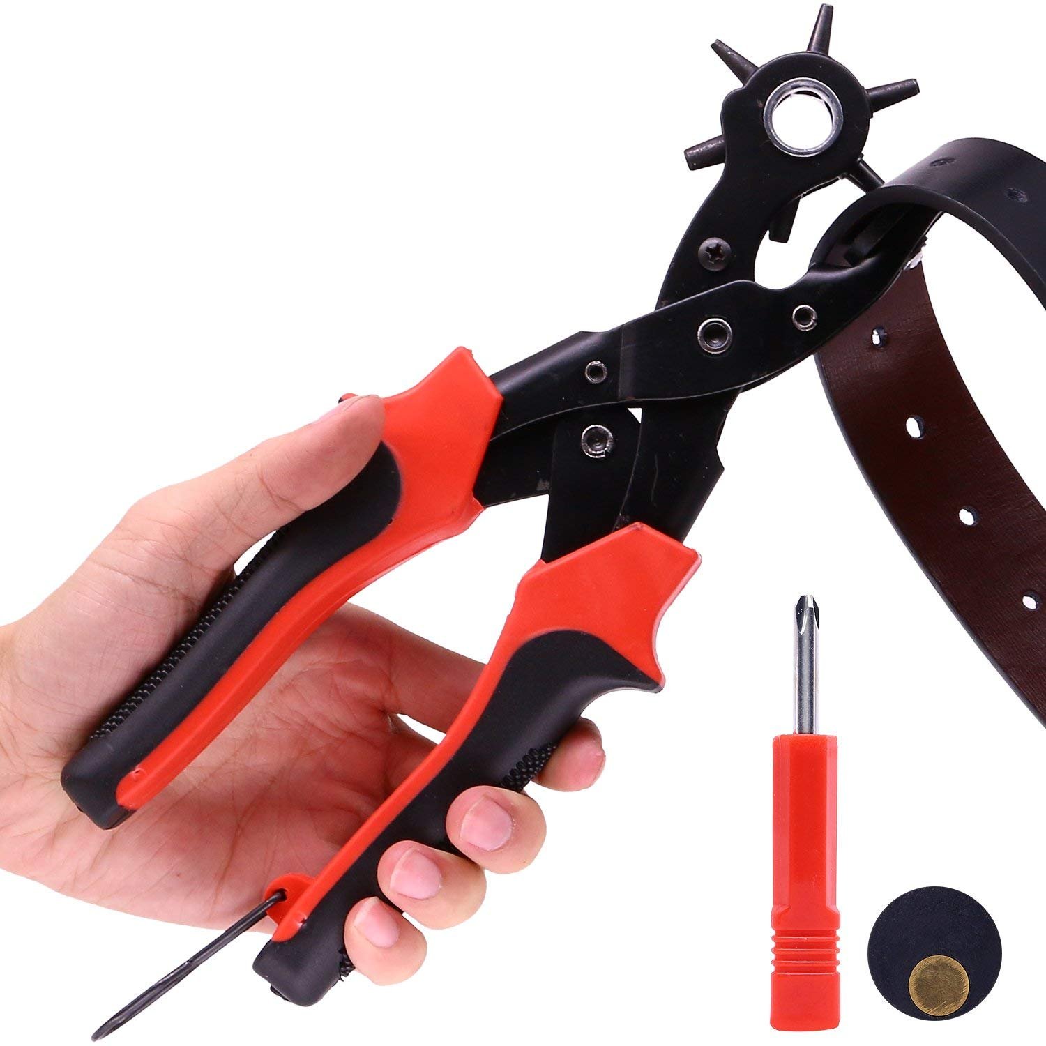 Revolving Leather Punch Pliers for Belts Cards Plastics Hole Marker 2mm
