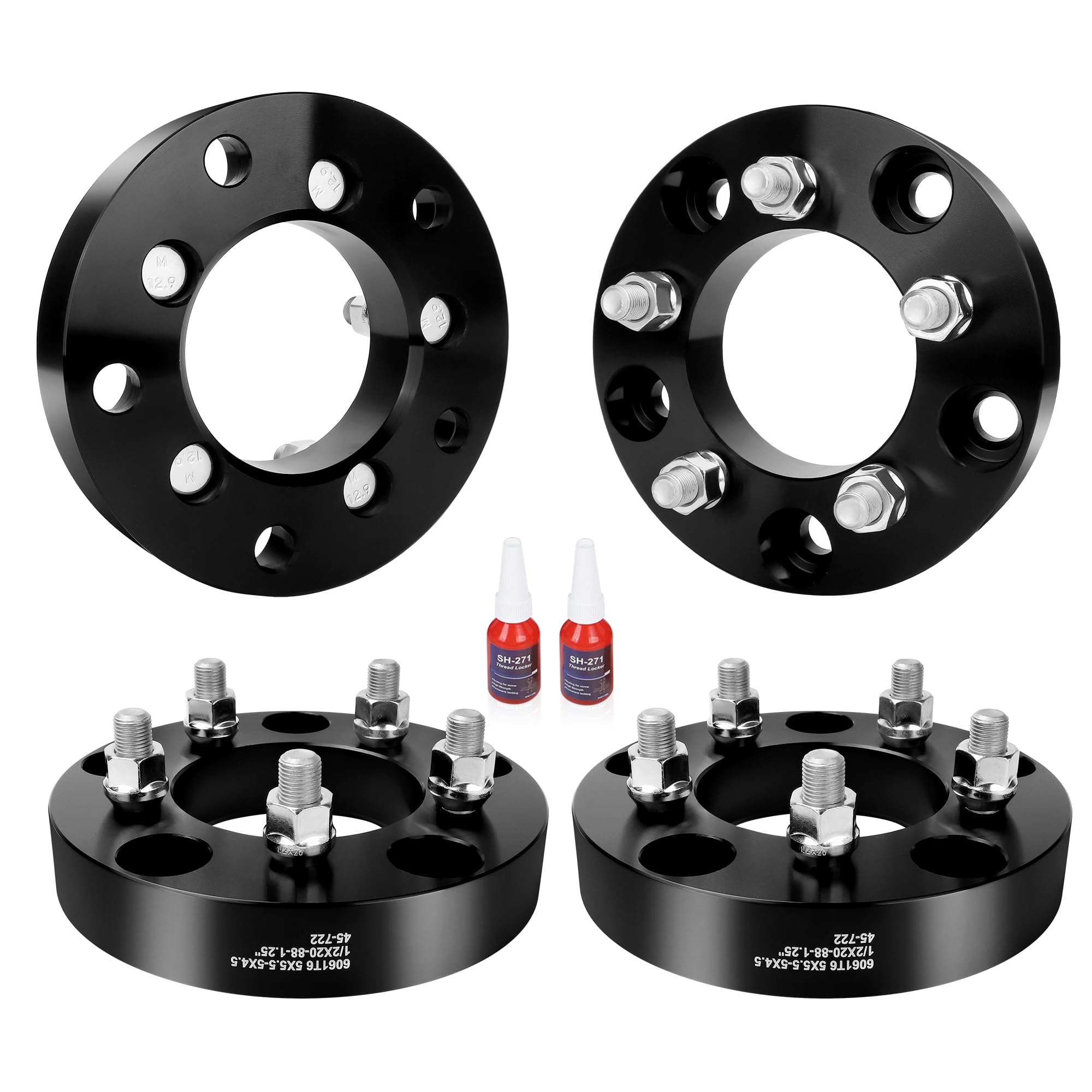 EZISOE 5x5.5 to 5x4.5 Wheel Adapters, 1.25 Inch 5x139.7 to 5x114.3 Wheel Adapters 87.2mm hub core with 1/2-20 Studs