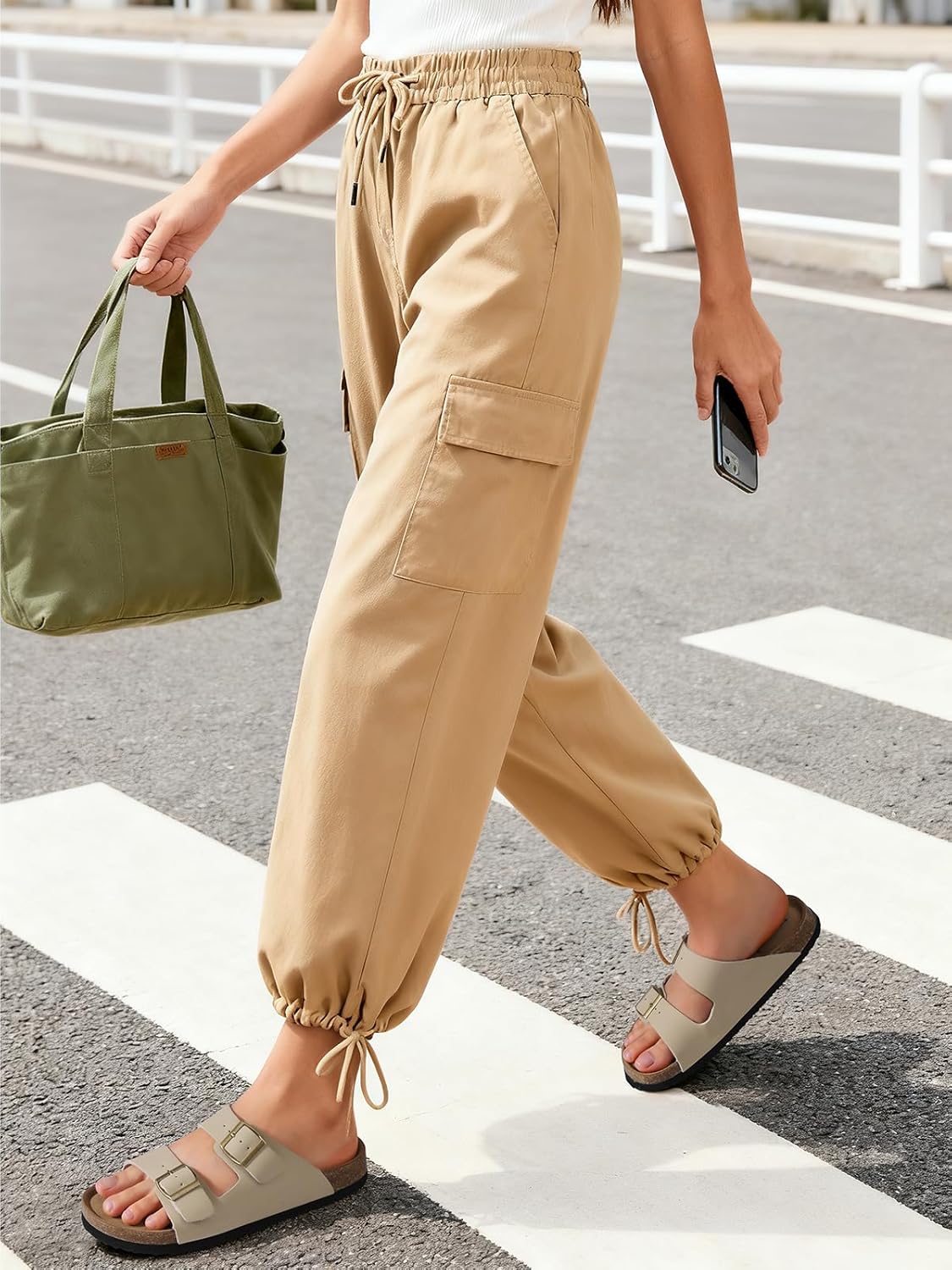 TEMOFON Women's Cork Footbed Sandals: Genuine Leather Comfortable Arch Support Slip-On Summer Slide Sandals with Adjustable Buckle Size 6-11 - Image 2