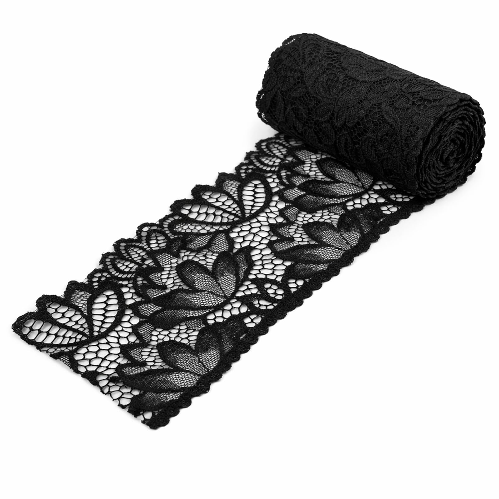 5 Yards Black Lace Trim Ribbon, 4 Inch Vintage Lace Fabric Applique Ribbon