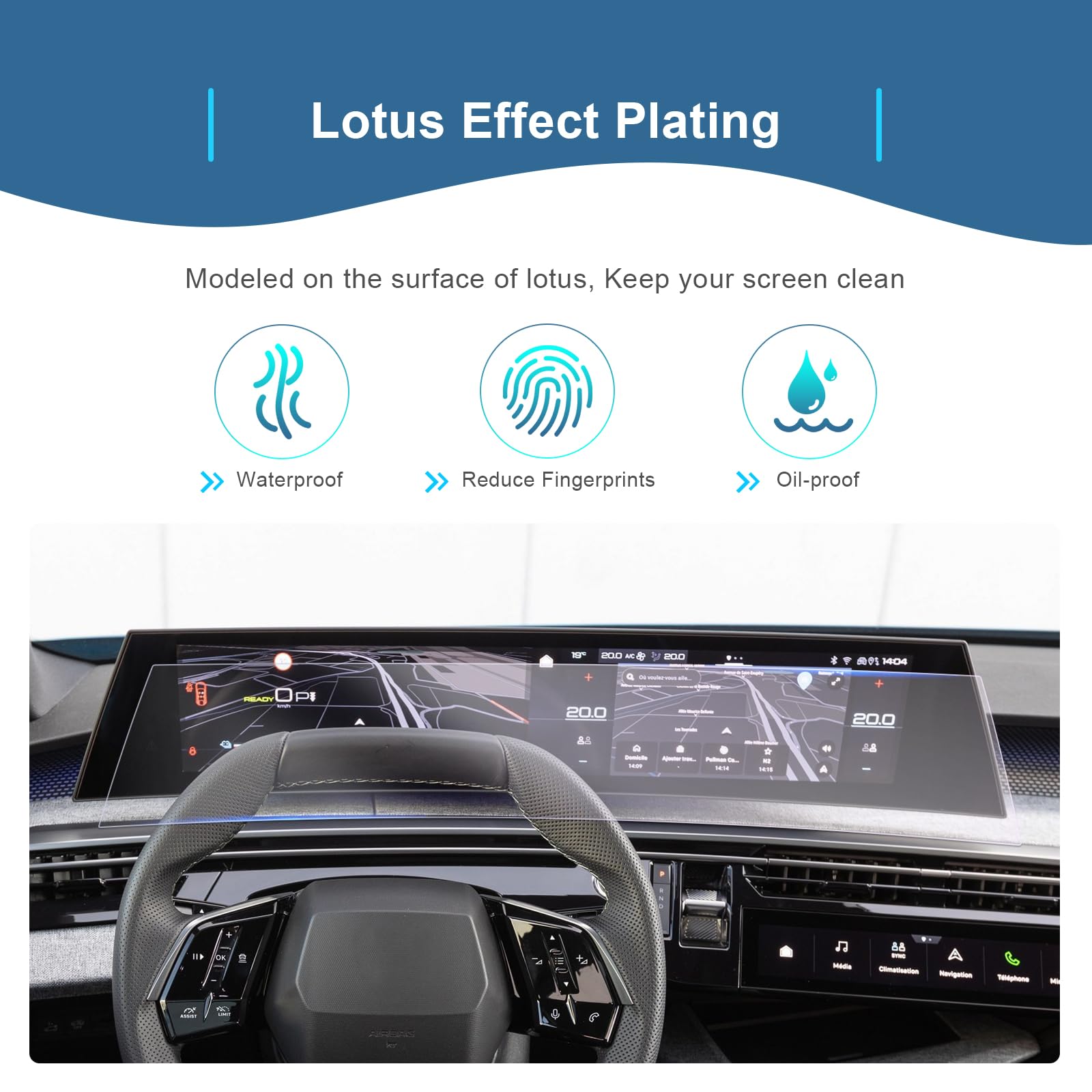 GAFAT Compatible con Nuevo Peugeot 3008 5008 GT Allure 2025 2026 21" Navigation Protector de Pantalla, 21" Nano Protector para e-3008 3 iii 2024 Panoramic i-Cockpit, 6H Antiarañazos [2 Piezas]