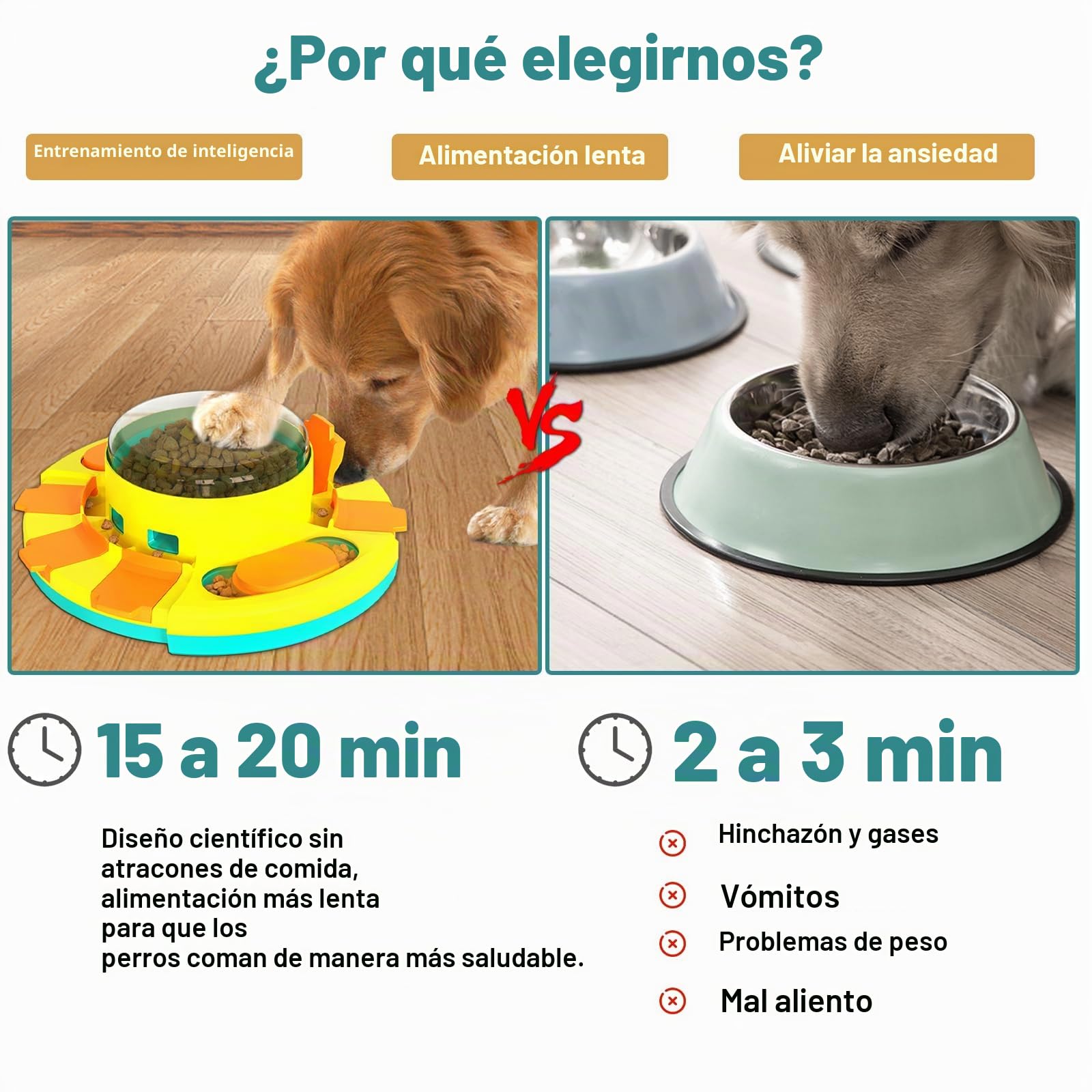 Juguetes Interactivos de Alimentación Lenta para la Mayoría de Los Perros, Rompecabezas con 2 Niveles de Dificultad, Dispensador de Premios