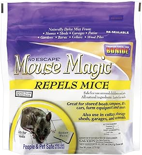 Bonide Mouse Magic Mouse Repellent Scent Packs, 4 Ready-to-Use Packs for Indoor & Outdoor Use, People & Safe 12-pk