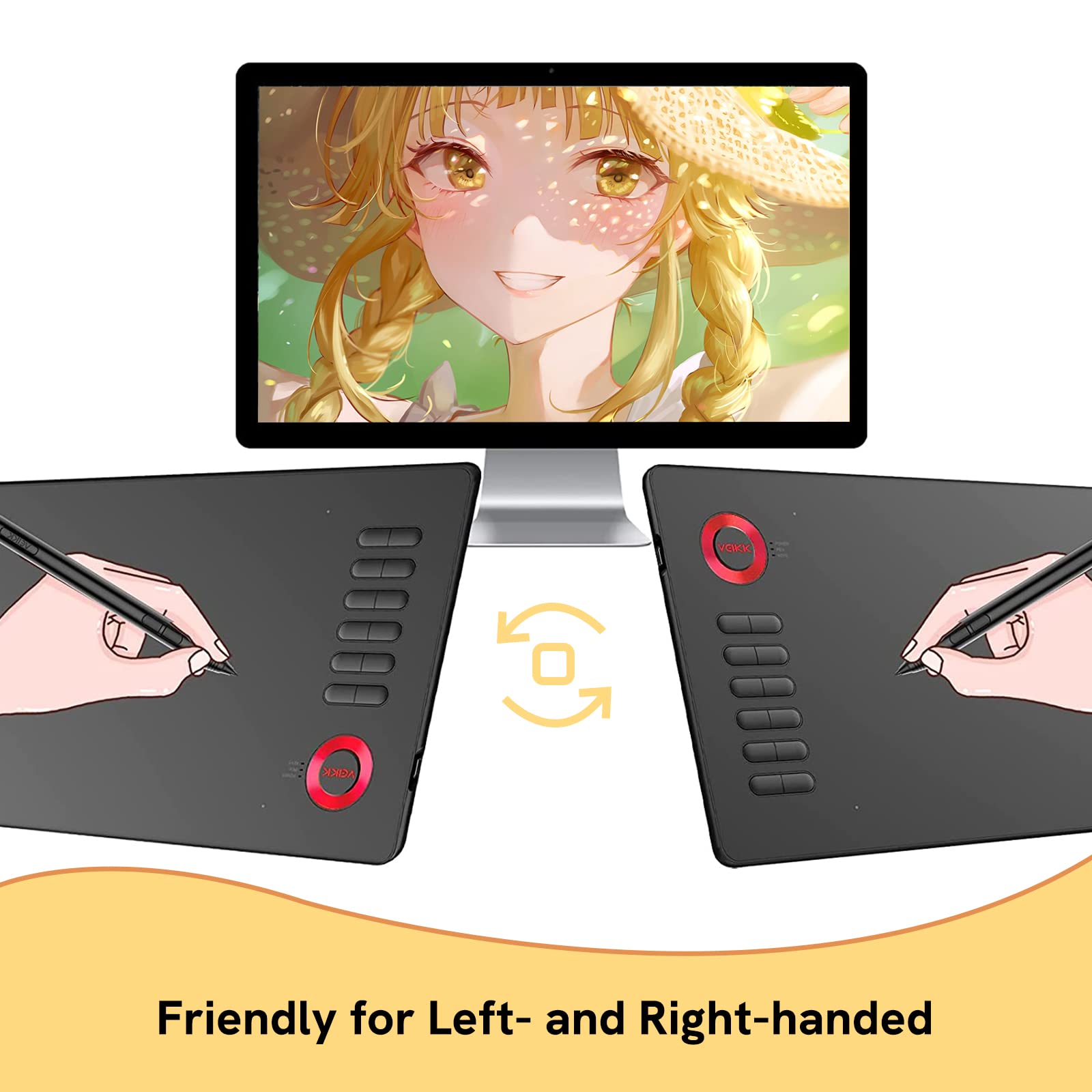 VEIKK A15 Graphic Tablet PC 10 x 6 Inch Drawing Tablet with Battery-Free Pen and