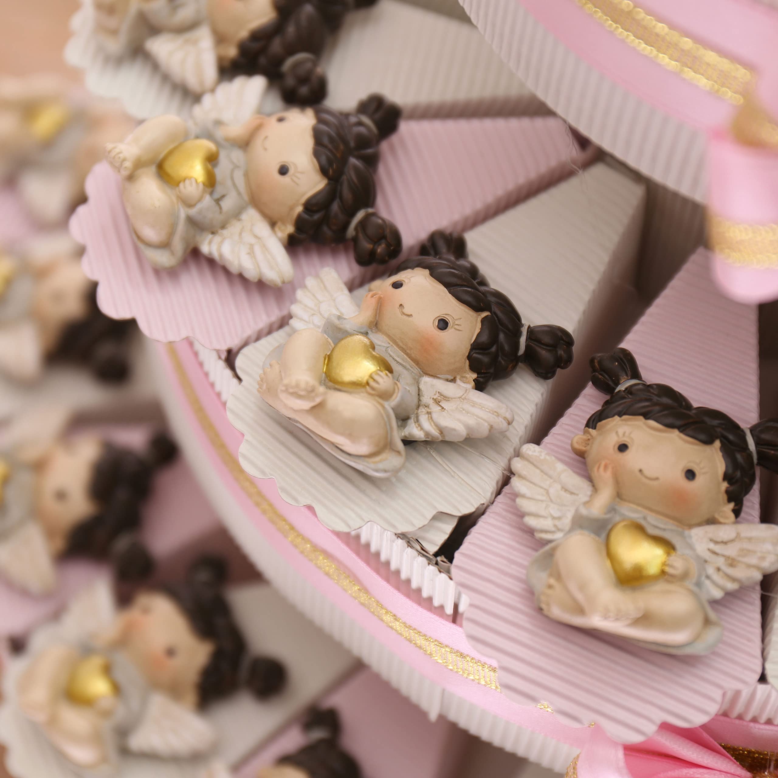 Viale Magico Torta Bomboniere Angelo con Cuore Bimba Calamita per Battesimo 35 fettine