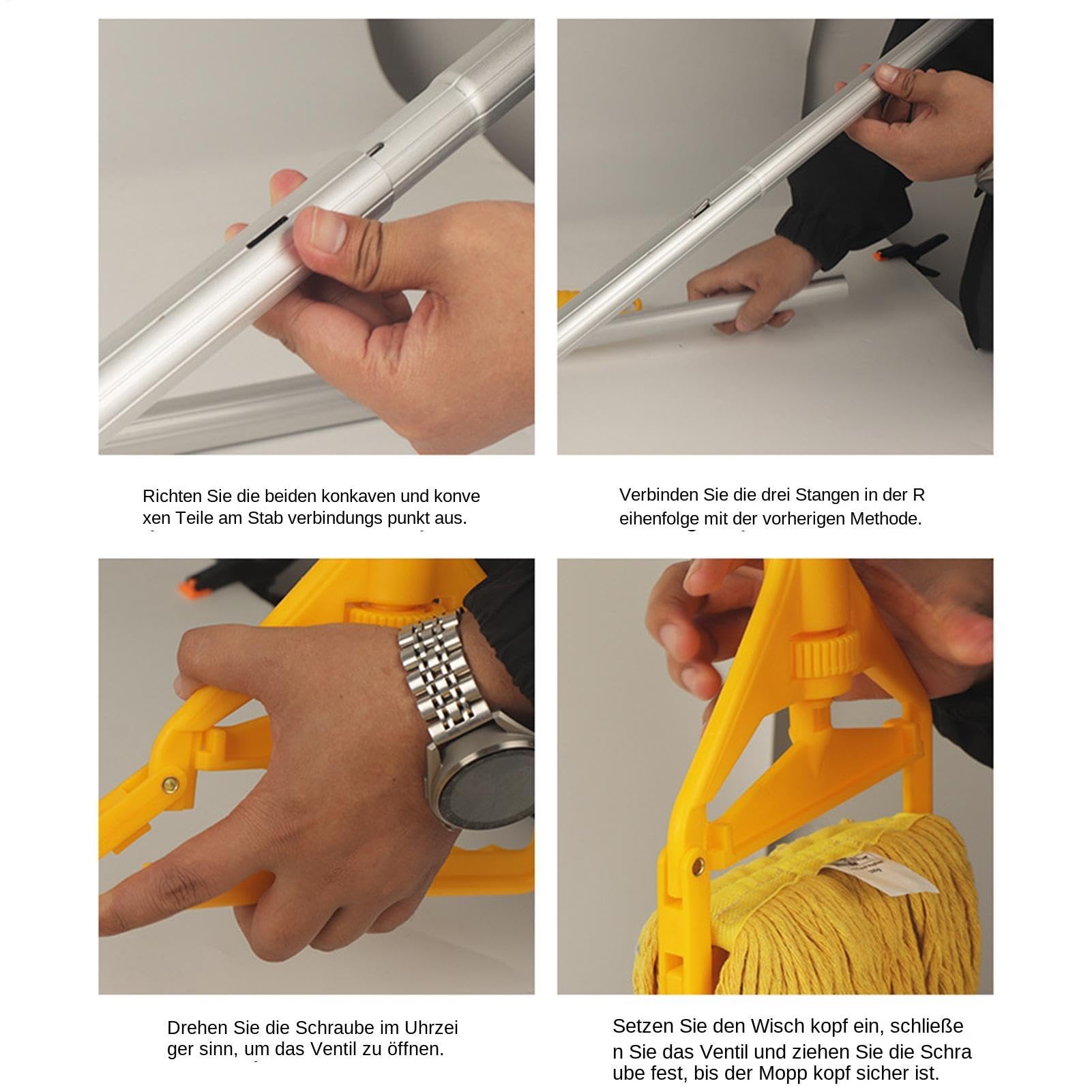 Fregona de tiras Mango de aluminio desmontable limpiador reutilizable | Fregona para Suelos de Madera Para Suelos De Madera, Limpieza De Polvo, Hogar, Baño, Cocina, Salón, Dormitorio,