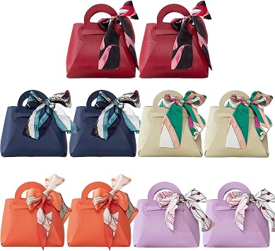 HOSDZOU 10 Pack Leather Wedding Candy Gift Bags,Party Favor Bags Box,Mini Purses Party Favors,Purse Gift With Handle Reusable Festivals Boxes For Birthday Christmas Halloween D
