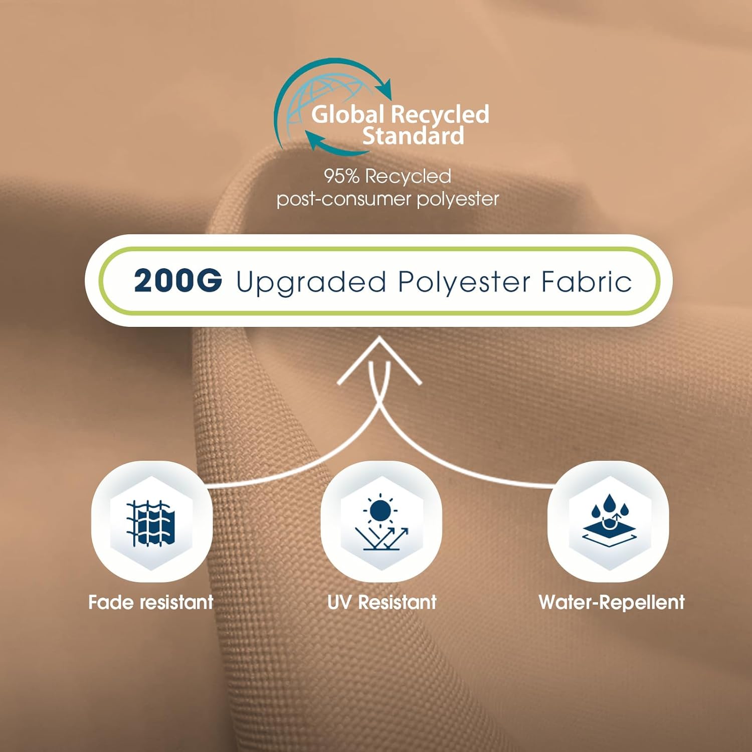 wikiwiki 9ft Solar Led Patio Umbrella, Sturdy Outdoor Market Umbrella for Deck, Pool, Garden w/Tilt, Crank, 32 LED Lights, Tan