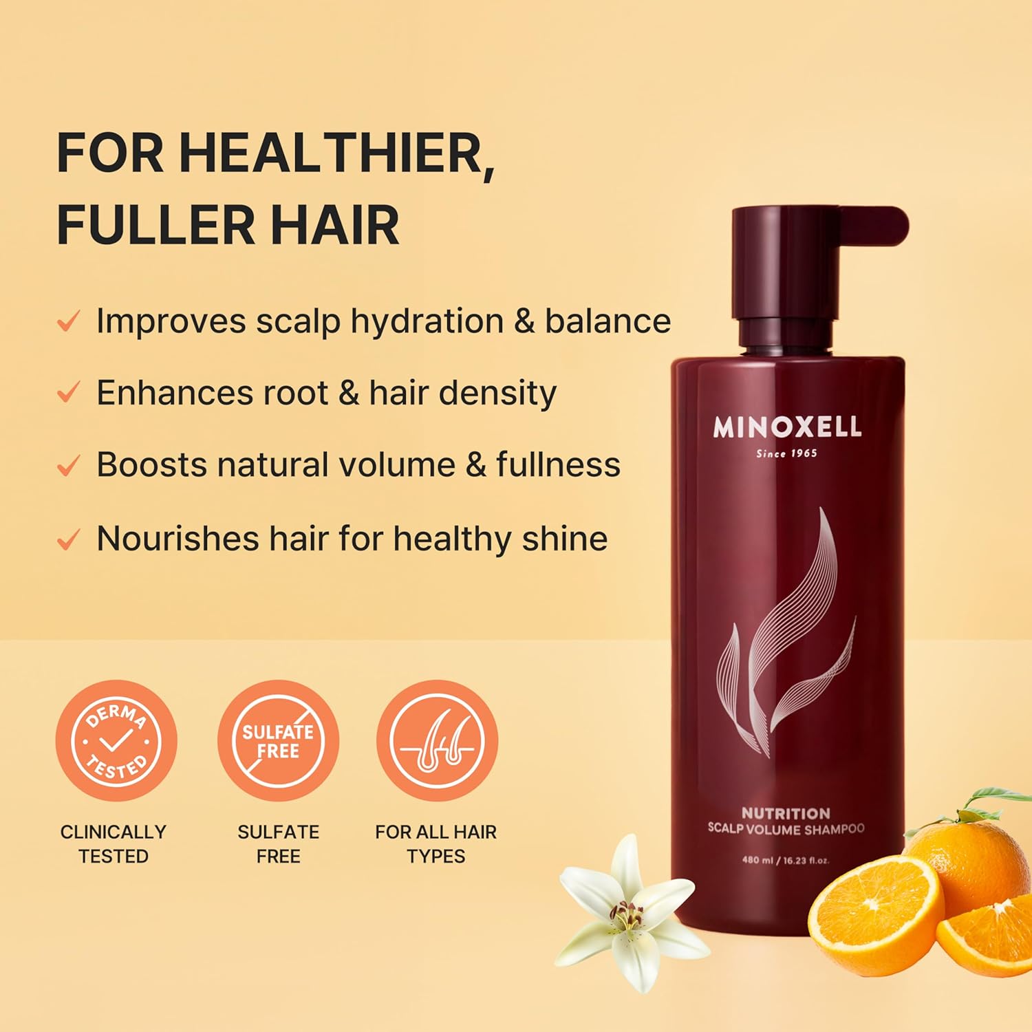 Korean Nutrition Volumizing Shampoo & Conditioner Set for Thinning Hair – Root Lift, Hydration & Shine – with Biotin & Panthenol – Sulfate-Free Korean Scalp Care, White Tea Mandarin Scent - Image 4