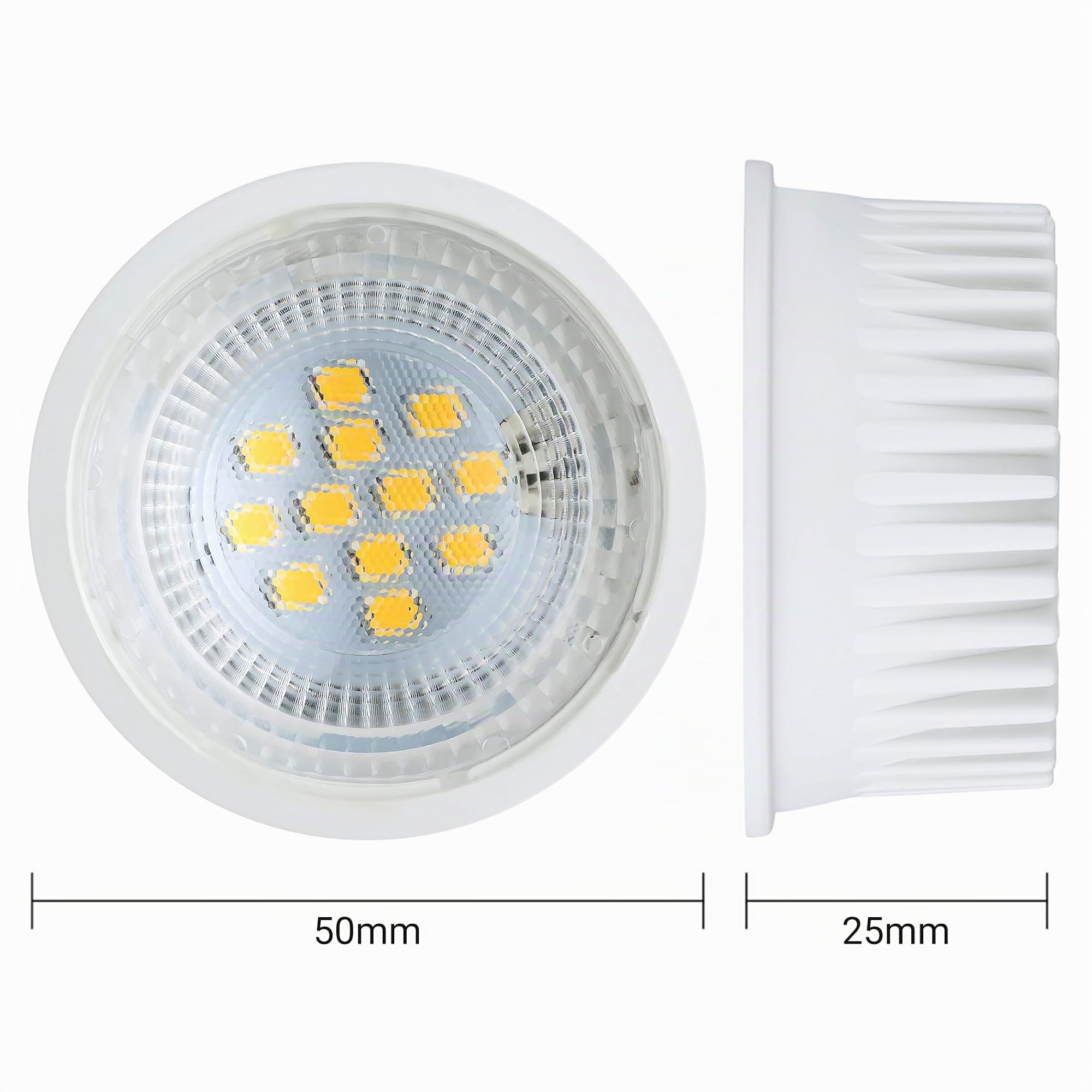 SEBSON Modulo LED 230V Bianco Caldo - Classe di Efficienza Energetica A | Lampadina LED 2,5W, 3000K, 450lm, Sostituisce GU10 MR16 50W, Faretto Incasso ø50x26mm - Set da 10