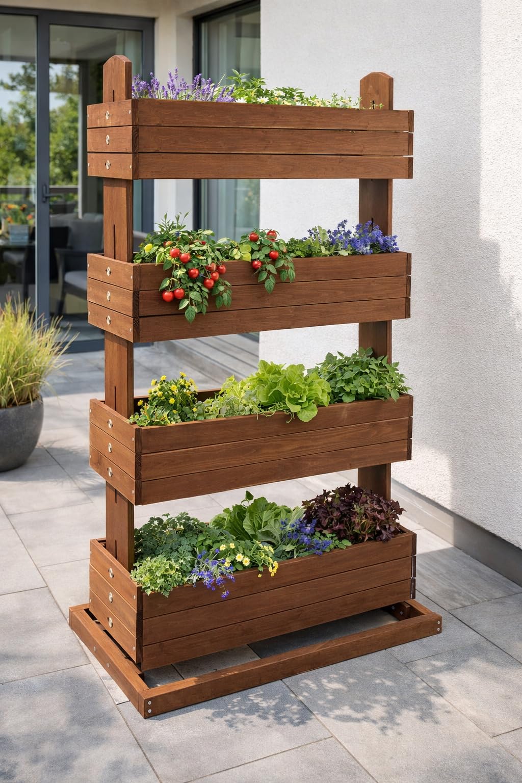 Vertikales Hochbeet mit 4 Etagen Cube 4 - Gemüsebeet Kräuterbeet - Beet für Terrasse Balkon & Garten