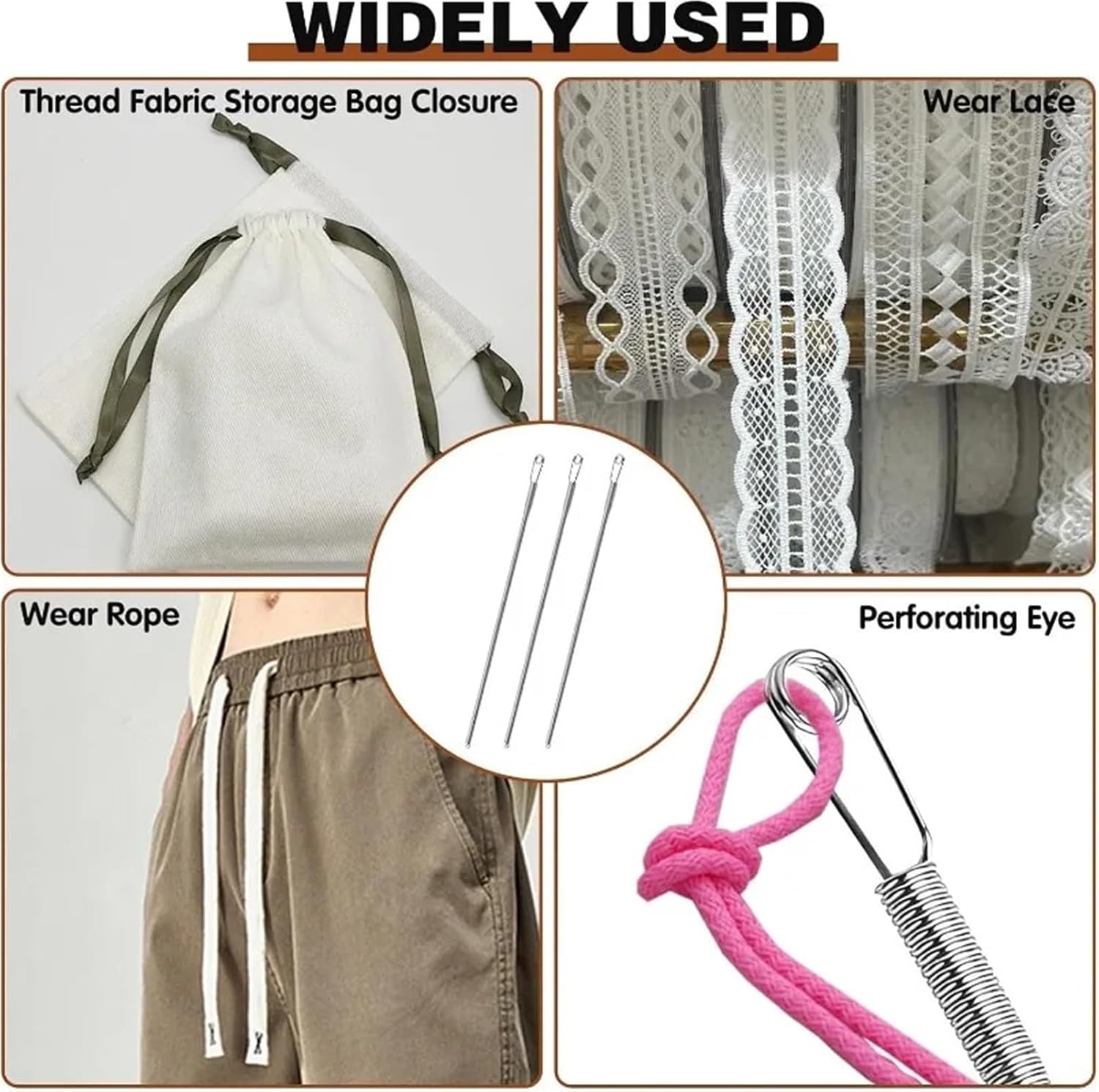 Drawstring Cord with Spring Threader Tool 20pcs Bendable Spring Drawstring Threader Clip Multipurpose Rope Pulling Tool