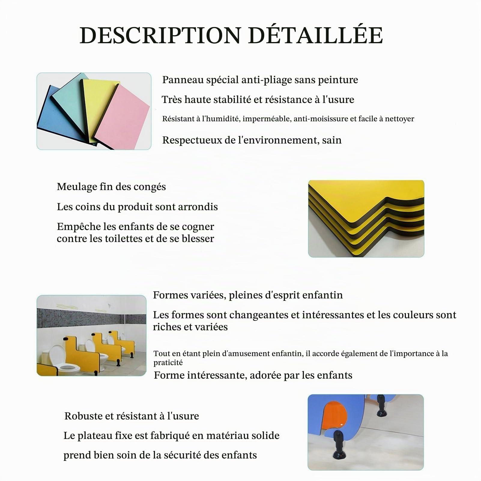 Divisorio per orinatoio in legno per bambini, bagno, WC per prescolare, altezza 60 cm x larghezza 60 cm, design adatto ai bambini, migliora l'igiene e t