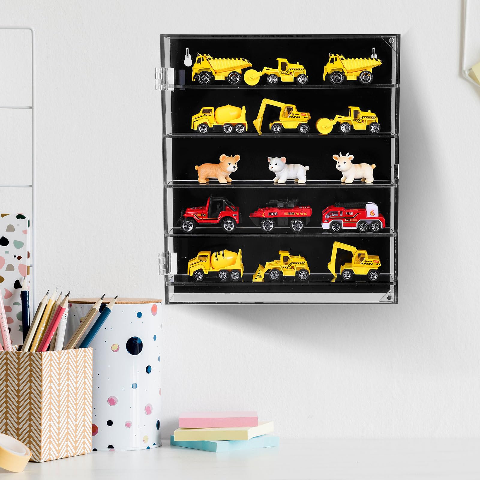 Sosoport Acryl Vitrine für Modellautos mit Mehreren Schichten Staubdicht und Kratzfest Schwarzer Boden als Ausstellungsständer für Spielzeugsammlungen und Tischmontage