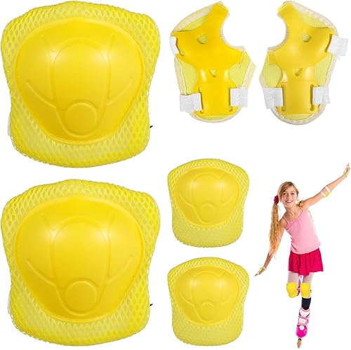 BESPORTBLE Juego de rodilleras para niños, rodilleras 6 en 1 con muñequeras ajustables, protección de seguridad para patinaje, patinaje, patinaje,