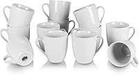 10 Strawberry Street White Porcelain Mug Set of 12 - 12oz Oven Safe up to 500°F, Dishwasher Microwave Freezer Safe Catering Mugs