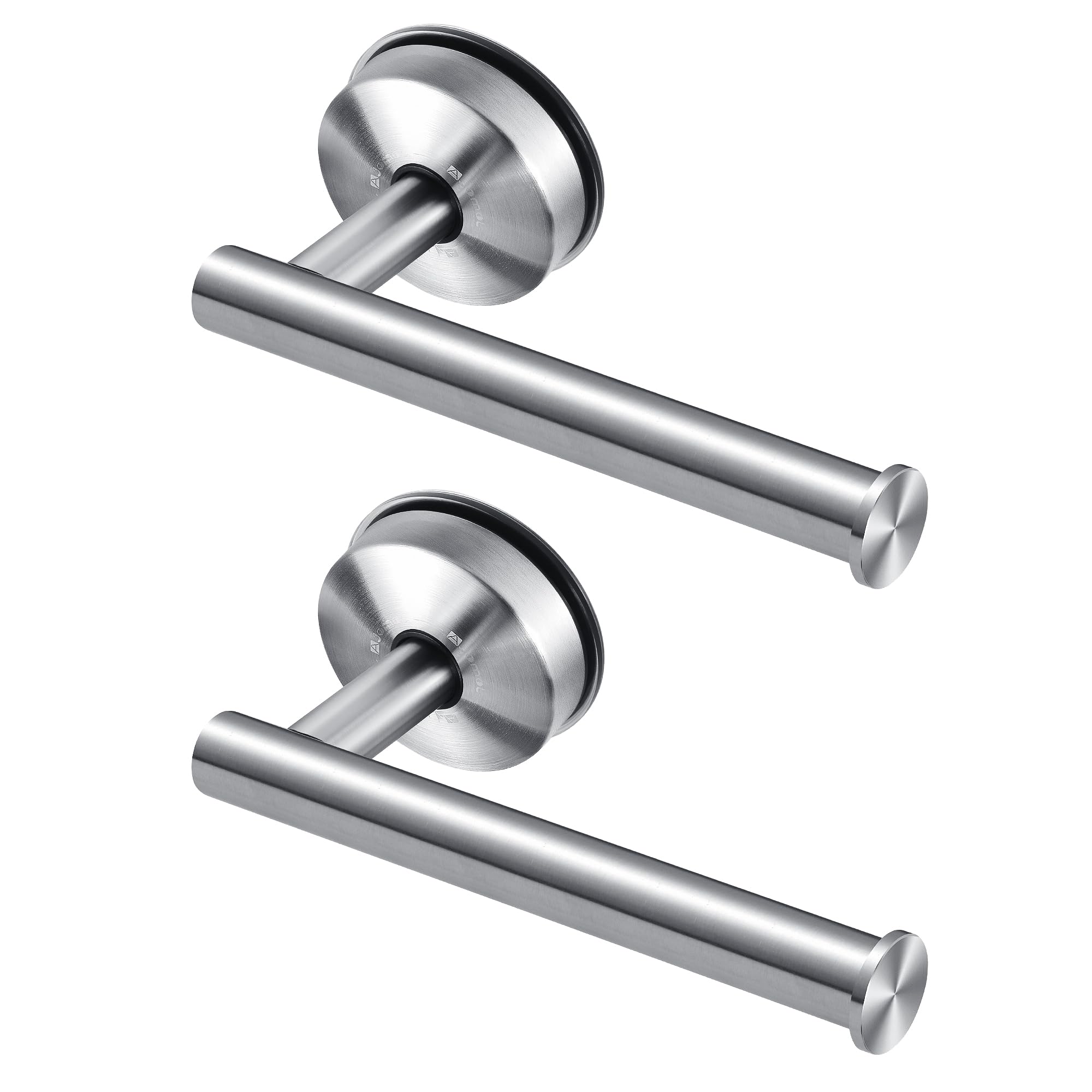 JOMOLA Stainless Steel Suction Cup Toilet Roll Holder Wall Mounted Toilet Paper Hanger for Bathroom Removable Tissue Paper Dispenser No Drilling Brushed Silver, 2PCS