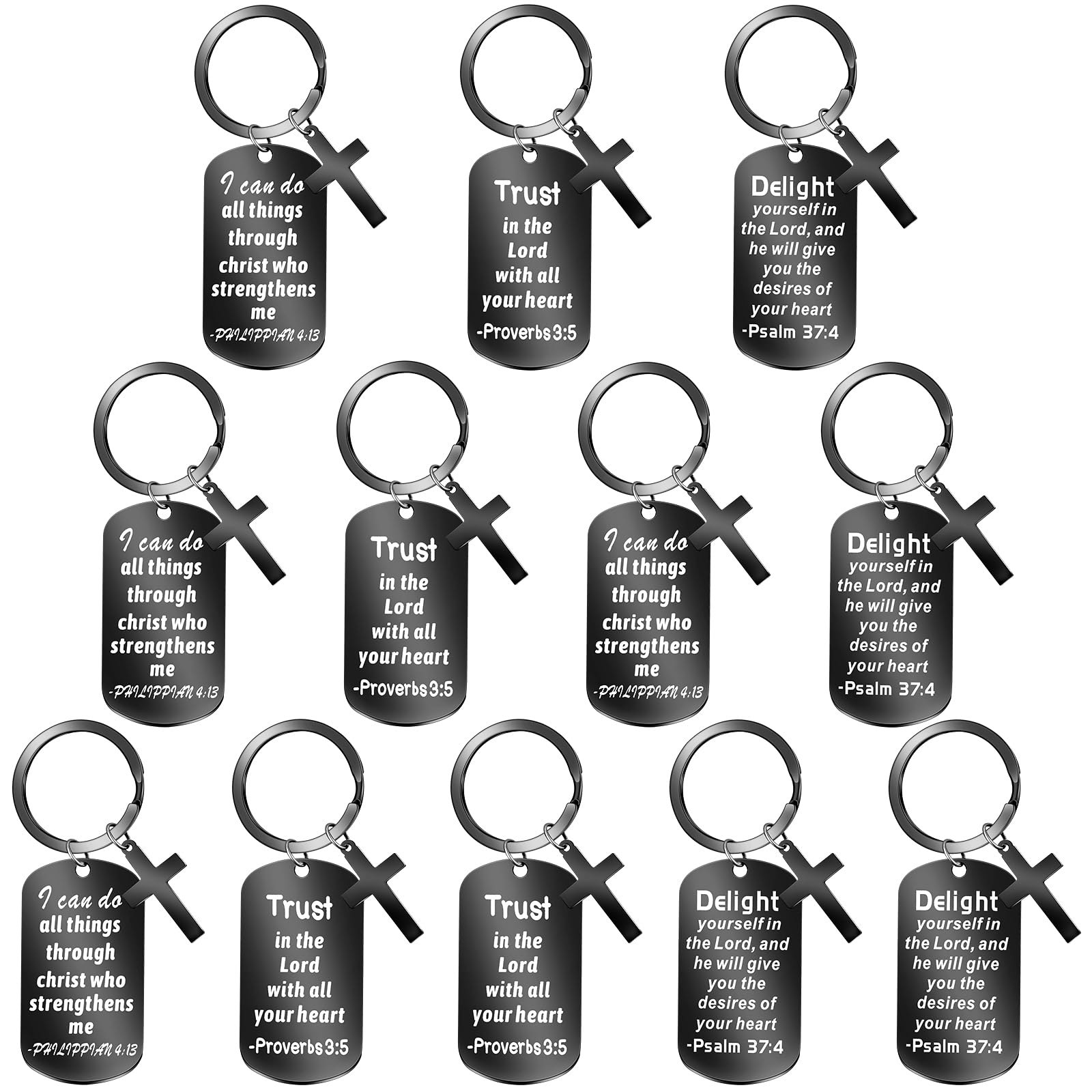 12 Pcs Christian Keychain Gifts Bible Verse Keychain Religious Cross Baptism Gift for Women Men Faith Inspirational Keychain