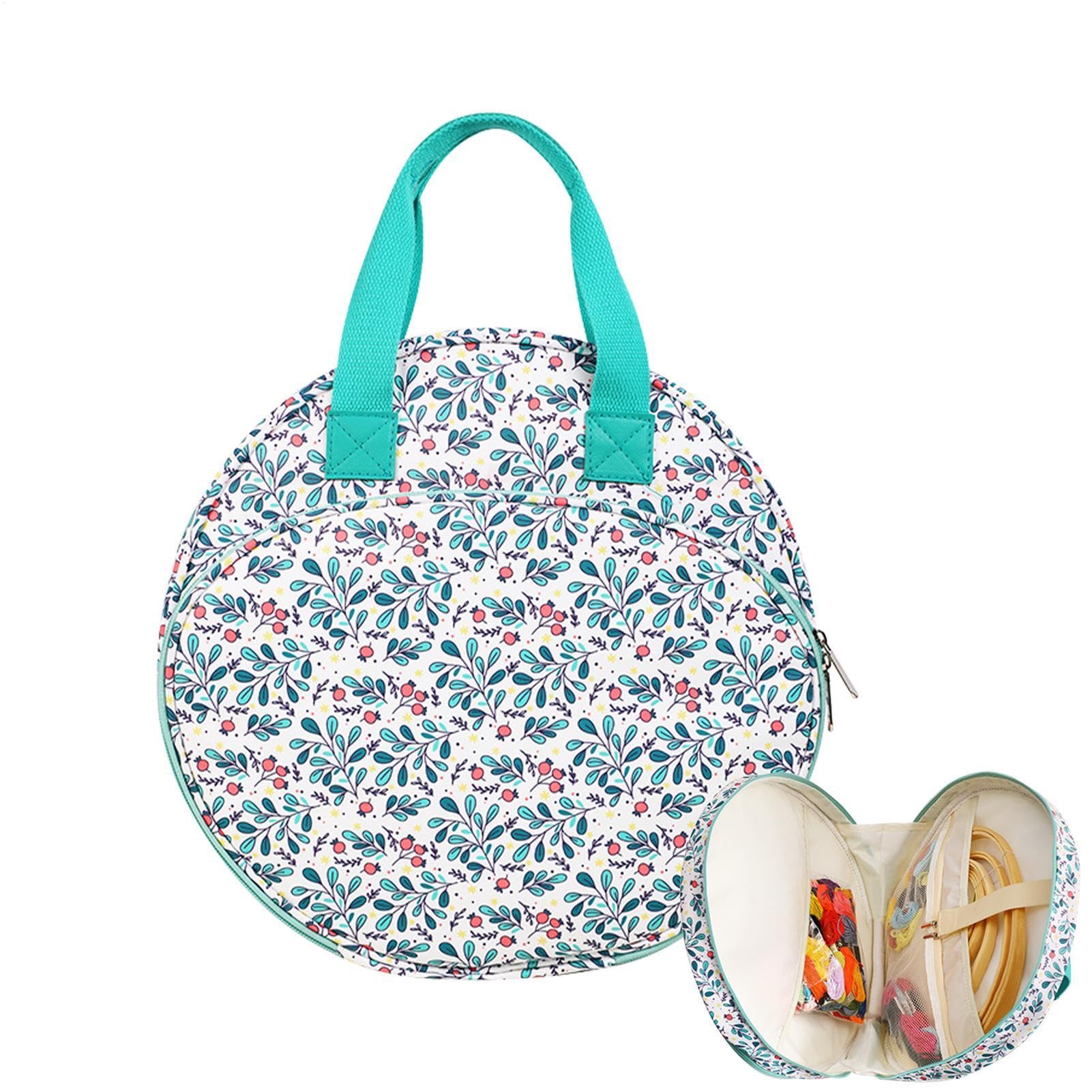 Sac de rangement broderie rond avec poches pour couture