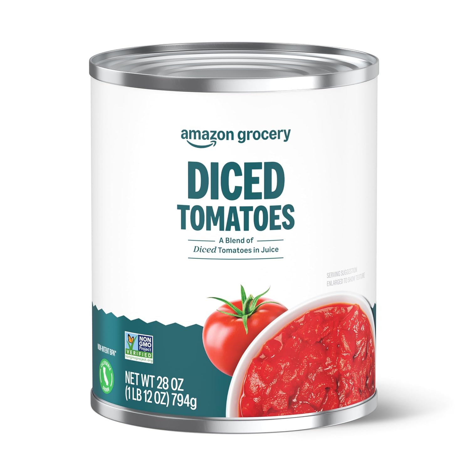 Amazon Fresh Diced Canned Tomatoes in Tomato Juice, 28 Oz