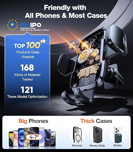 Miniatura 4 de TORRAS Ultraduradero Soporte universal para teléfono celular para automóvil soporte universal para teléfono de automóvil ventilación para parabrisas