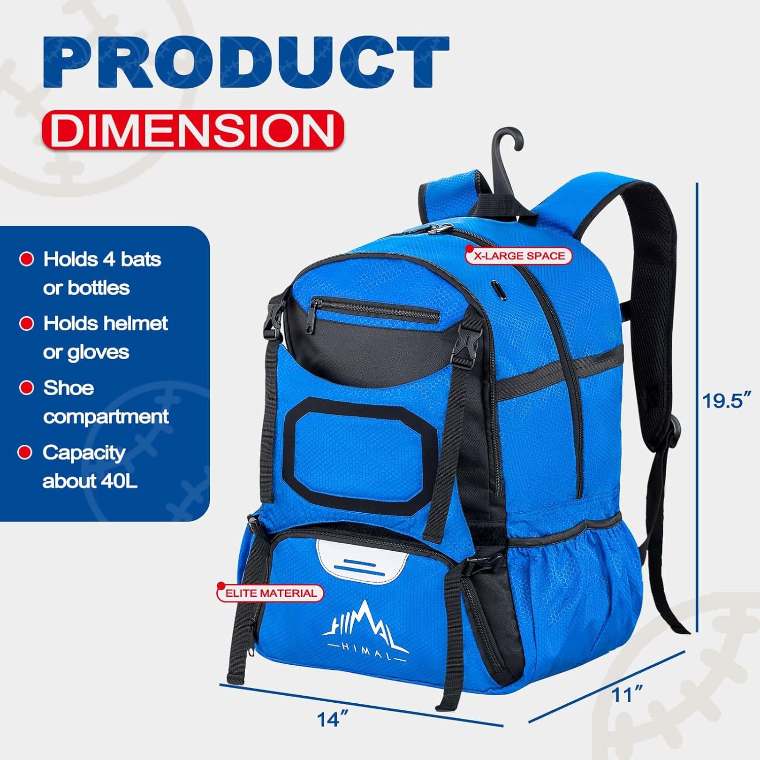 Sac à Dos De Baseball Himal Pro – Noir, Pour Batte, TBall, Softball, Neuf Sans étiquette