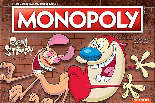 USAOPOLY Monopoly Ren & Stimpy Juego de mesa Basado en la serie Nickelodeon Ren & Stimpy Producto oficial de Ren & Stimpy Juego de monopolio