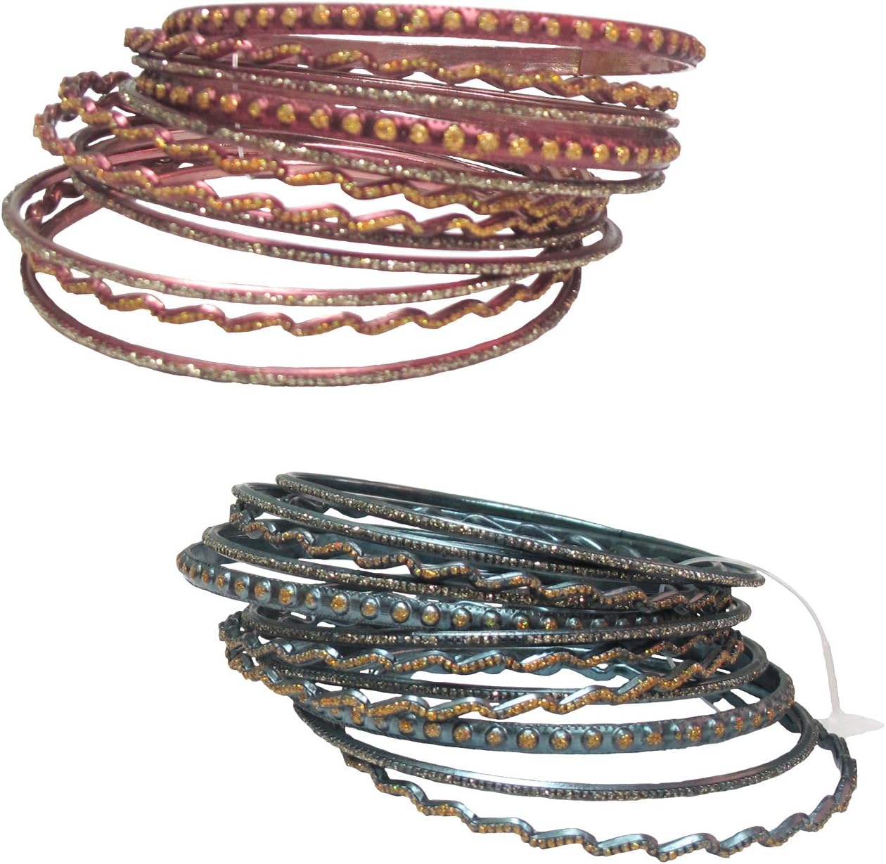 Zigzag & Round Ethnic Style Fashion Bangles Gift Combo. 2 Sets. Lead & Nickel Free