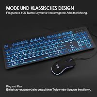 Rii Gaming Billentyűzet és Egér Szett LED Háttérvilágítással, Vezetékes QWERTZ 5