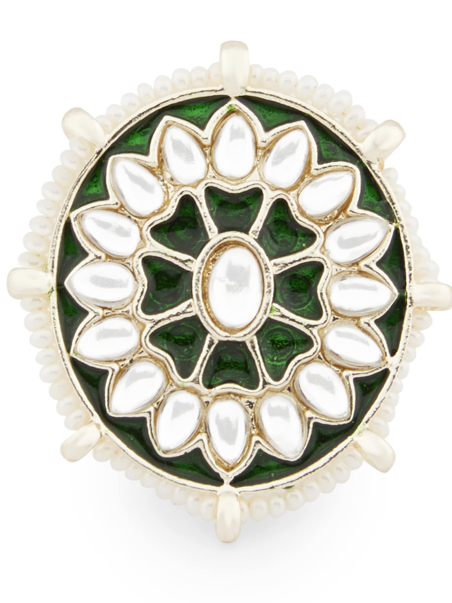 Meenakari Kundan Adjustable Rings Set - Pack of 3