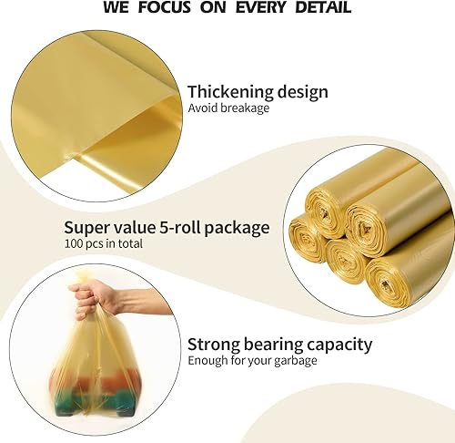 Miniatura 5 de Bolsas de basura pequeñas de 4 galones60 piezas, bolsas de basura fuertes, pequeñas bolsas de basura para oficina, hogar, dormitorio, forro de