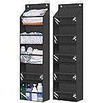 AOODA 2 Pack Over the Door Organizer, Large Capacity Closet Door Hanging Organizer, Clear Deep Pockets Baby Storage for Nursery, Bathroom, Bedroom, Pantry, Diapers (Black)
