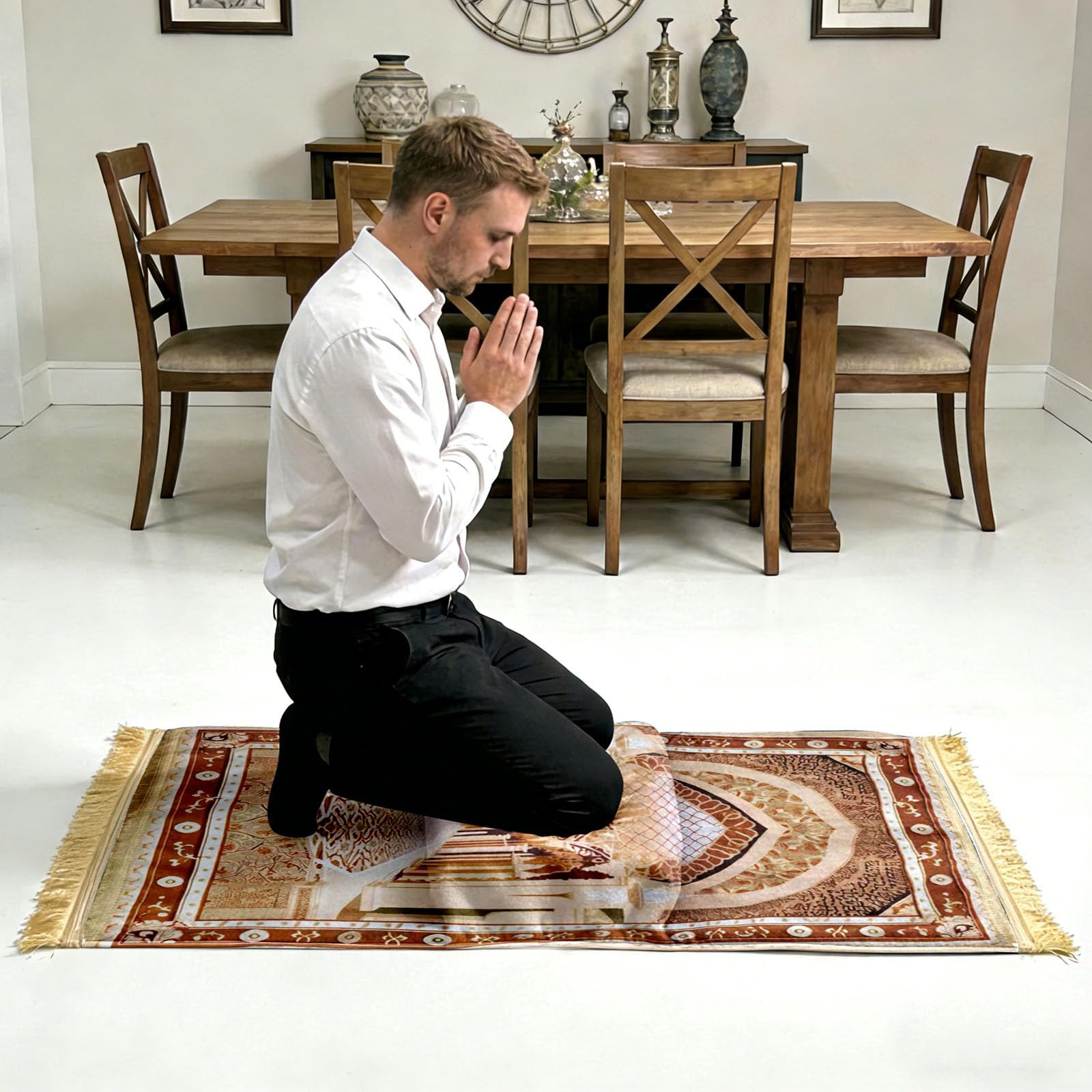 Tapis de prière musulmane rembourré avec pois antidérapants - 70 x 110 cm - En flanelle douce - Pour salah quotidien et méditation (couleur 2)