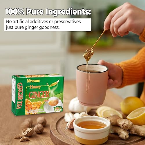 Miniatura 4 de Té de miel y jengibre mezcla de hierbas calmante con limón y jengibre  Té de bienestar sin cafeína para relajación y comodidad digestiva (20 sobres)