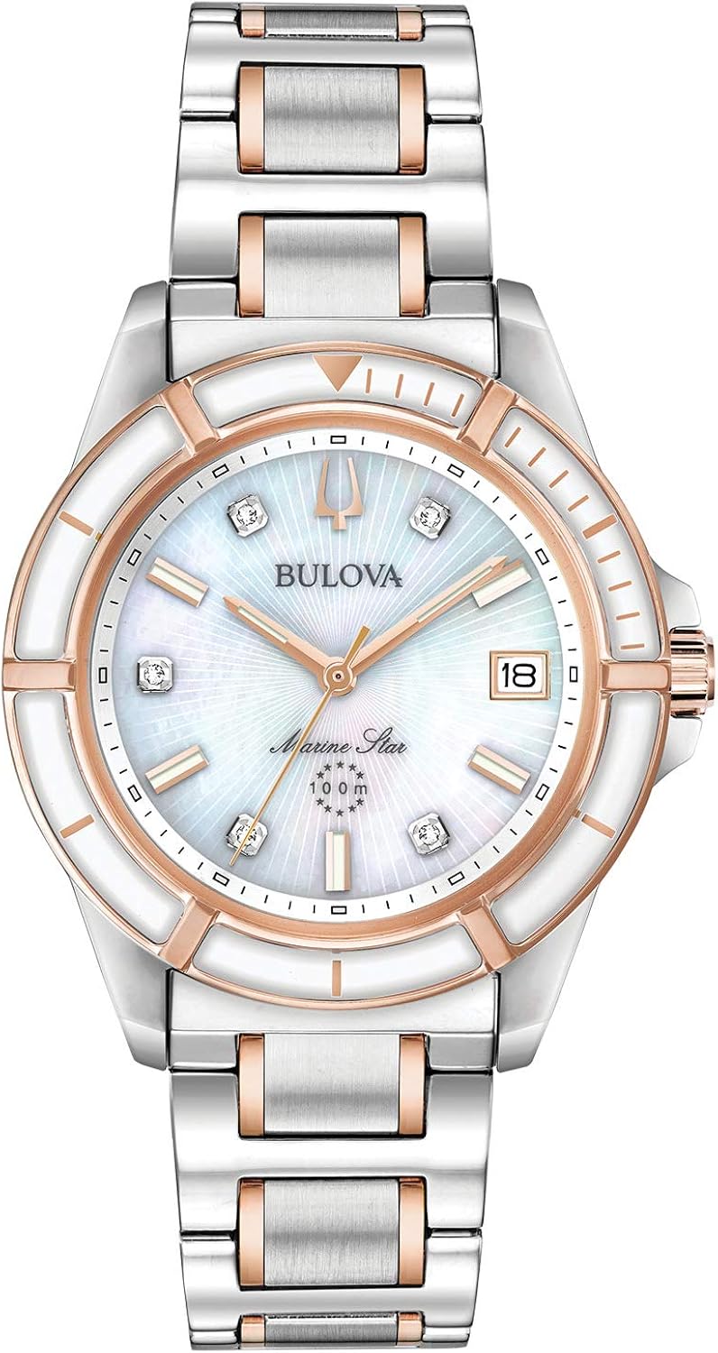 Bulova 98P187 - Orologio da donna con stella marina, in acciaio INOX, 34 mm Bulova 98P187 - Orologio da donna con stella marina, in acciaio INOX, 34 mm