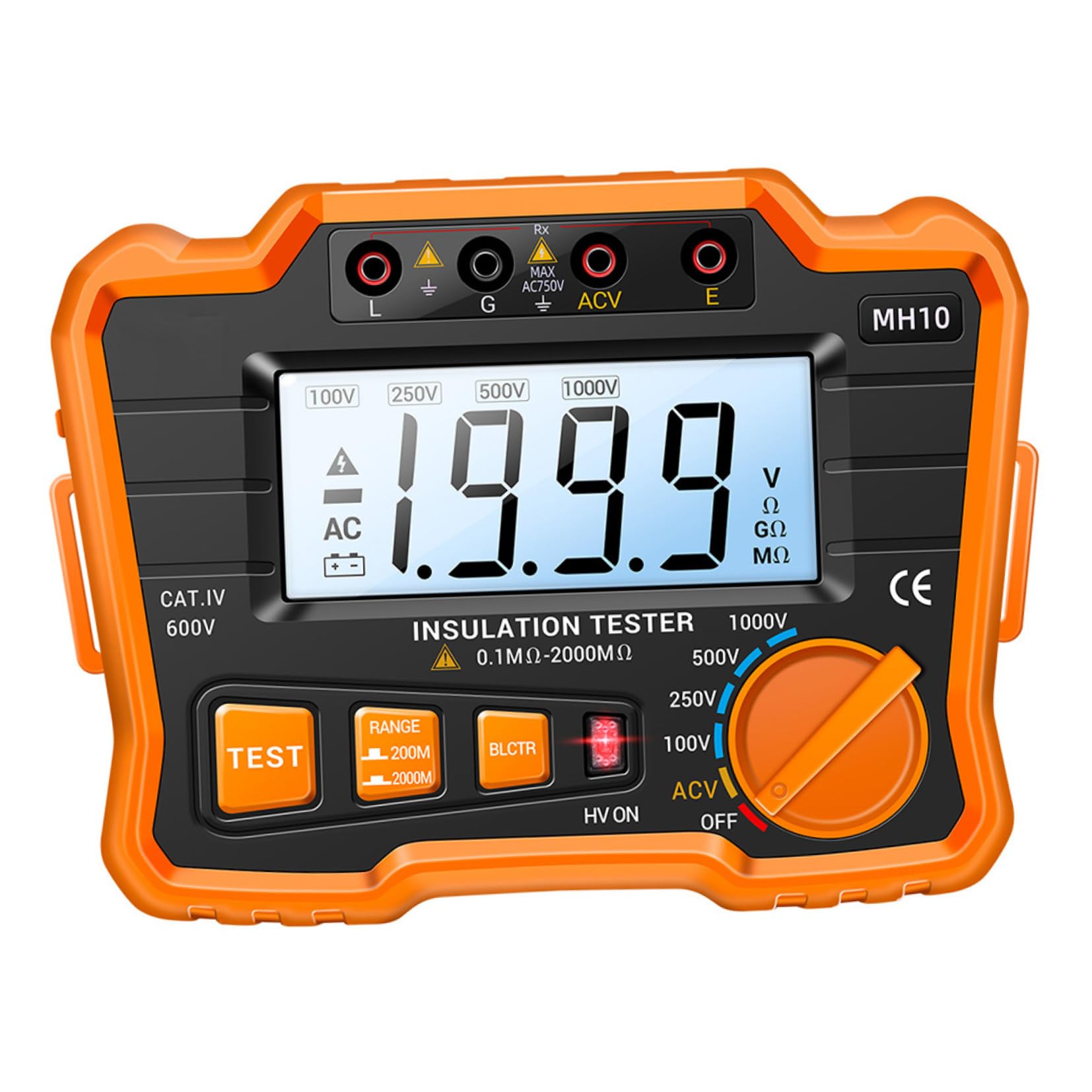 Alipis Elektronisches Isolationswiderstandstester Megohmmeter Lcd Display Tester Für Generatoren Hochspannungsmotoren Stromkabel