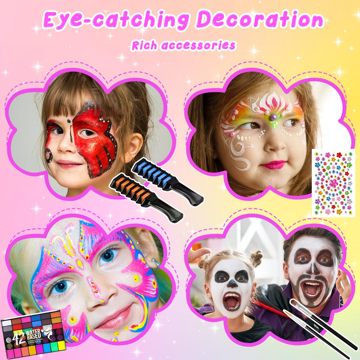 POWZOO Truccabimbi,24 Body Painting Colori,Face Painting Bambini,Sicuro
