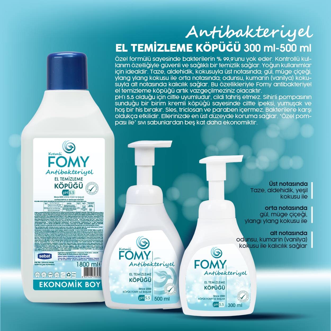 FOMY Antibakteriyel Köpük Sabun El Yüz Vücut 500 ml