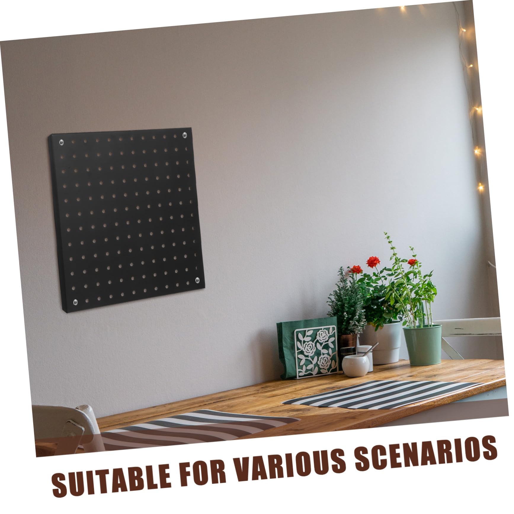 Didiseaon 4 Piezas Paneles Metálicos Perforados Organizador Pared Negro Resistente Soporte Pesado para Garaje Cocina Oficina Almacenamiento Herramientas