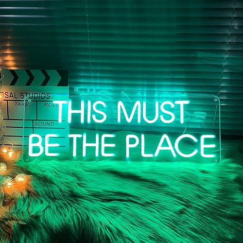 This Must Be The Place Neon Signs for Bedroom Wall Decor Custom LED Light Up Signs Large LED Neon Sign Words Lights for Beer Bar Club Hotel Pub Cafe