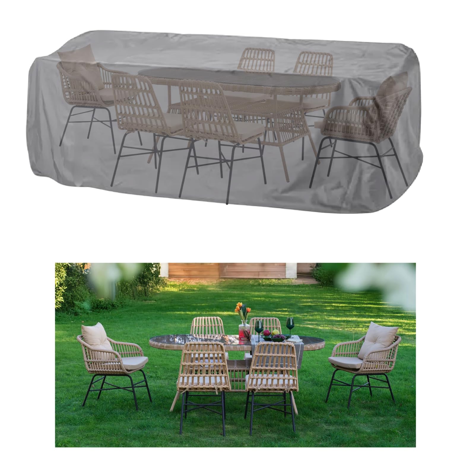 Bahçe Mobilya Koruma Örtüsü Branda(Gri, 300x160x80 cm(santimetre))