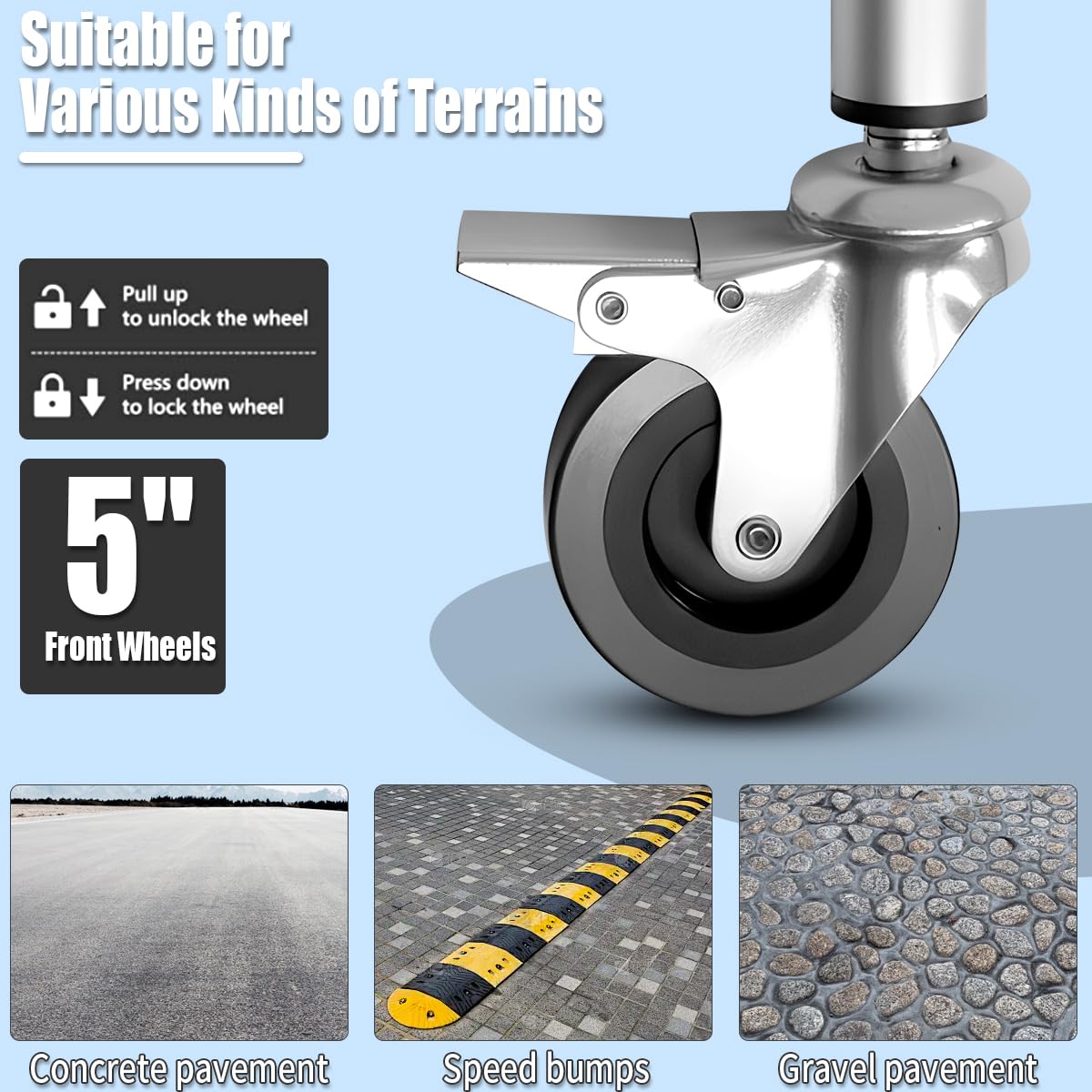 Pacha-steupra Lightweight Walkers for Seniors, Height Adjustable Standard Walker, Foldable Rolling Adult Walker, Medical Walking Mobility Aid with Wheels, Padded Seat, Supports 440 lbs