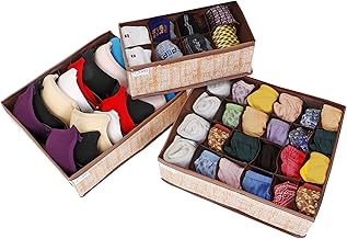 HOKIPO Undergarment Organizer Storage Box for Drawers Bra Panty Socks Tie Lingerie Organizer for Wardrobe (IN-332 + IN-334 + IN-335)