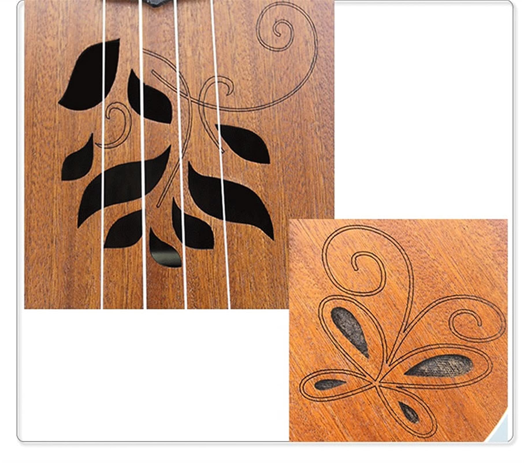 Ukulele koncertowe 21-calowy Sopran Ukelele Sapele Wood 4 Struny Hawaii Mini Gitara Grawerowanie Kwiat Ukulele Ukulele Tenoro (Color : Uke with Bag)