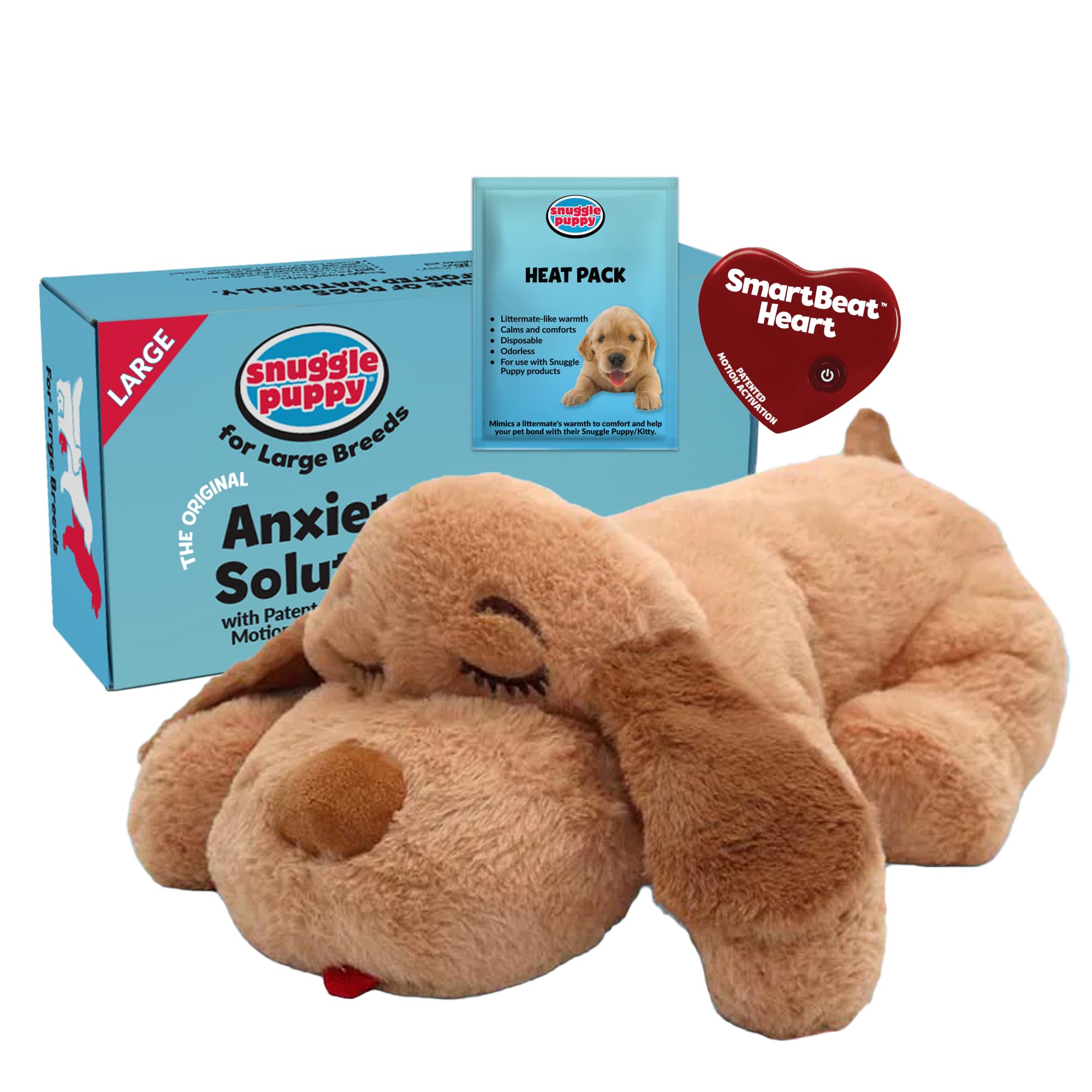 Snuggle Puppy Original for Large Breeds - Heartbeat Puppy for Dogs - Pet Anxiety Relief and Calming Aid - Comfort Dog Toy - Behavioral Training and Sleep Aid Cuddle Buddy - Biscuit